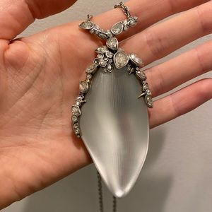 Alexis Bittar silver lucite pendent necklace.